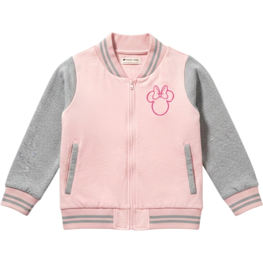 Monica + Andy Bomber Jacket Girls Size 10 Pink Disney Minnie Daisy Varsity